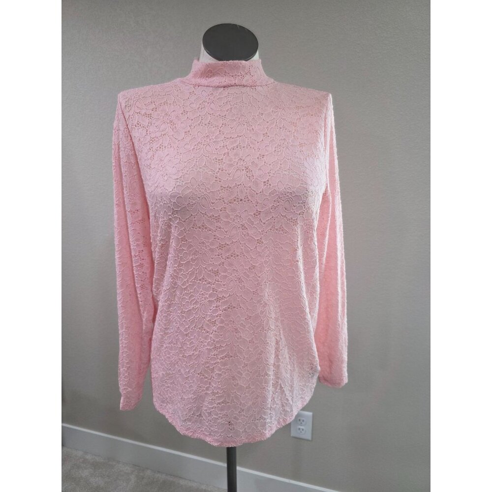 Pink Lace Long Sleeve Mock Neck Top Womens Size 2 Torrid New